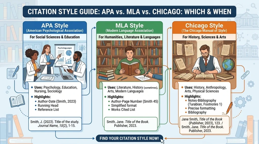 APA vs MLA vs Chicago Which Citation Style and When
