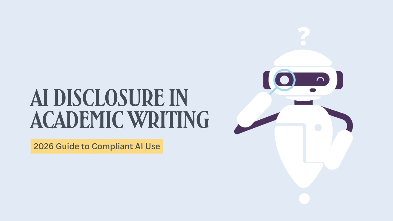 AI disclosure in academic writing showing a researcher reviewing an AI-use declaration before journal submission