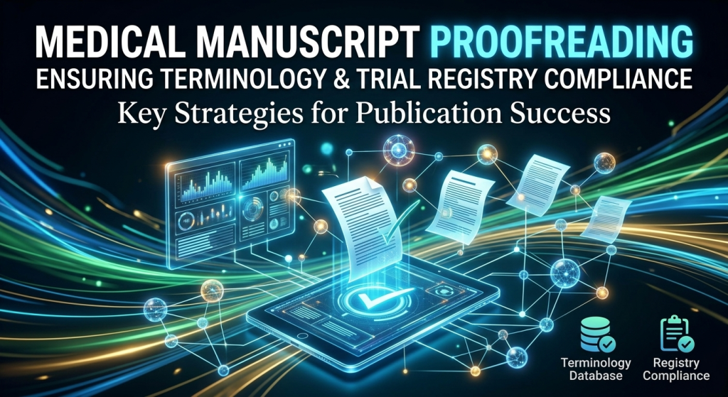 Medical manuscript proofreading checklist for medical terminology accuracy and clinical trial registry compliance