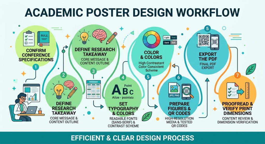 diagram showing the academic poster design workflow